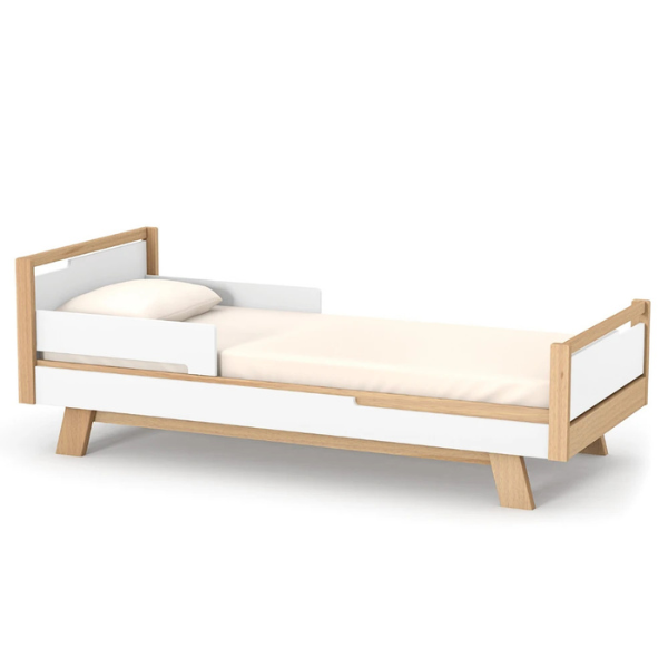 Jednolůžková postel Lussi Gekko 190x80. Bílá / Přírodní buk